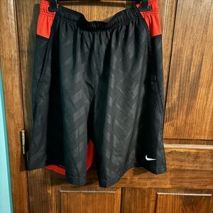Nike Men’s Black Athletic Shorts with Red Accents